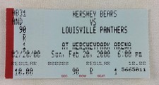 AHL 2000 02/20 Louisville Panthers at Hershey Bears Hockey Ticket Stub