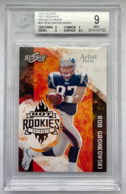 2010 Score Rob Gronkowski Hot Rookies Artist's Proof #/32 RC Patriots BGS 9 - Image 1 of 2