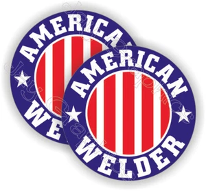 2 calcomanías de casco American Welder Hard Hat | Juego de banderas divertidas de soldadura de EE. UU. - Imagen 1 de 1