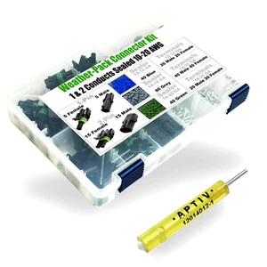 361pcs Aptiv (formerly Delphi) 1-2 Pin Weatherpack, 20 Amp Terminal Kit 10-20 - Picture 1 of 9