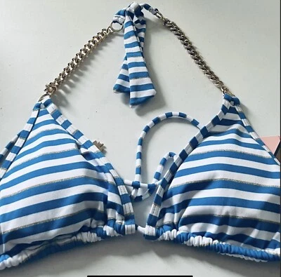 NOVO Top de Biquíni Listrado Juicy Couture Tamanho XL.. F - Imagem 1 de 4