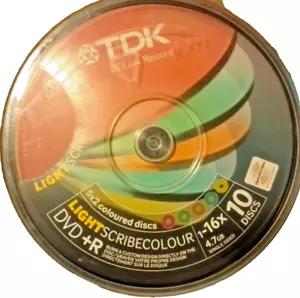 10x NOS - TDK LIGHTSCRIBE DVD+R Colour 5 Colours - Afbeelding 1 van 5