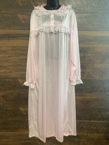 Abito da notte Vermont Country Store donna 1X rosa nylon pizzo arricciato nucleo cottage - Foto 1 di 14