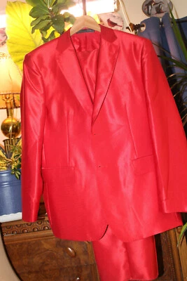Ferrecci red satin formal wedding prom suit 42S  36 x36 NWOT - Image 1 of 4