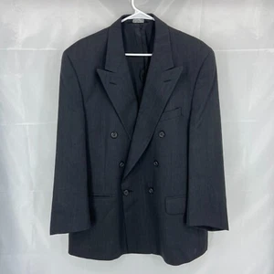 Burberry Men 42 Suit Jacket Sport Coat Blazer Double Breasted Gray Wool Vintage - Picture 1 of 11