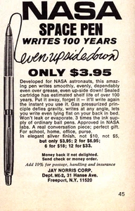 NASA Space Pen Writes Upside Down Freeport NY Ink Pen Vintage Print Ad 1969 - Picture 1 of 4