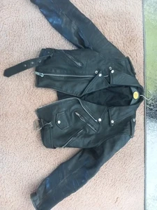 Vintage Leather Woman's Biker Jacket Size 10 /12 - Picture 1 of 4