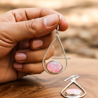 Triplet Opal Gemstone Dangle Earring 925 Sterling Silver Handmade Jewelry Gift - Image 1 of 3