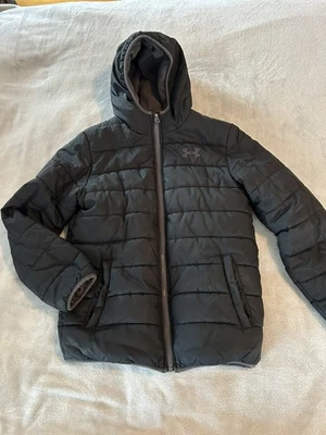 Under Armour Boy's Jacket Black Hooded Puffer Jacket. Youth MEDIUM.   - Image 1 of 4