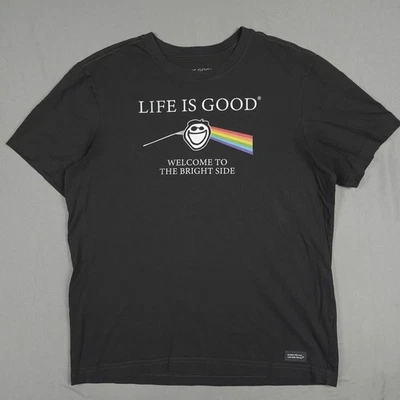Camiseta Life Is Good Crusher Hombre Mediana Negra Manga Corta Gráfica Banda Camiseta Foto 1 de 4