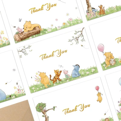 48 PIEZAS Lindas Tarjetas de Agradecimiento Oso Baby Shower con Sobres Kraft y Oro St... Foto 1 de 4