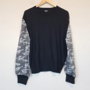 Monrow Black Sweater with Camo Sleeves Women's X-Large Casual Lounge At Home - Picture 1 of 7