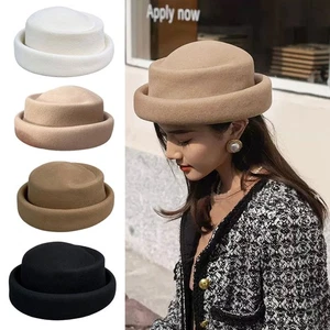 Berretto topper lana designer stile passerella principessa cappello top cappello fedora donna - Foto 1 di 19