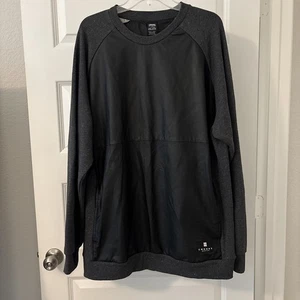 Crooks & Castles 100% Black Leather Panel Gray Sweatshirt W/Pocket SZ 2XL Casual - Picture 1 of 12