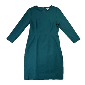 J.Crew Ponte Sheath Dress Long Sleeve Stretchy Knit Green Career Sz 6 Back Zip - Picture 1 of 15
