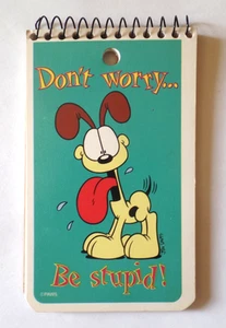 Vintage MEAD "DON'T WORRY . . . BE STUPID!" GARFIELD Memo Book Made in USA - Picture 1 of 5