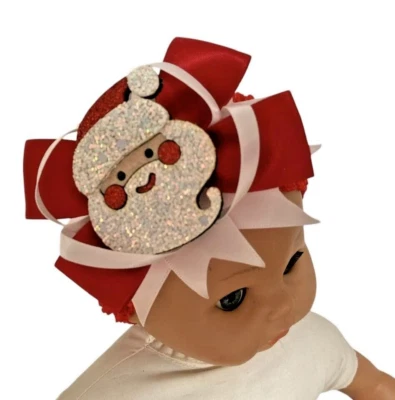 Diadema con moño de pelo rojo de Papá Noel bebé recién nacido Navidad vendedor del Reino Unido 🇬🇧 Foto 1 de 3