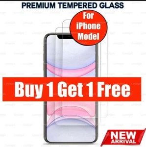Screen Protector Tempered Glass for iPhone 6/7/8 Plus 11/12/13/14/15/16 Pro Max - Picture 1 of 4