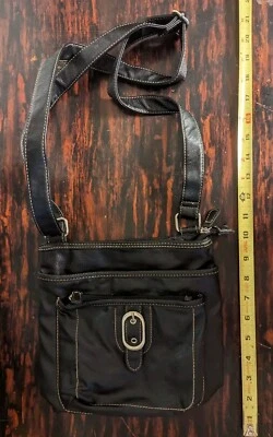 Bandolera Merona Negra Imitación Cuero Hipster Cartera Cremallera Cierre a Presión Foto 1 de 4