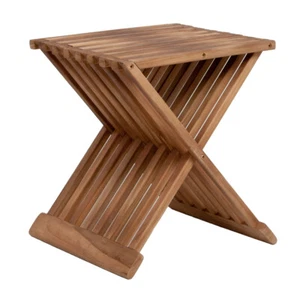 Teak Beistelltisch STEP Natural Hocker Massivholz klappbar - Bild 1 von 5