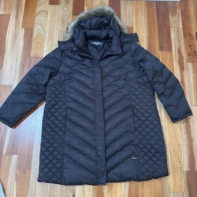 Kenneth Cole Reaction 2X 鸭羽绒 Puffer Parka 大衣人造毛皮装饰 — 第 1/4 张图片