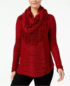 Estilo & co. Suéter Mujer Talla M Extraíble-Bufanda Pulóver Cañón Rojo Suéter NUEVO  - Imagen 1 de 12