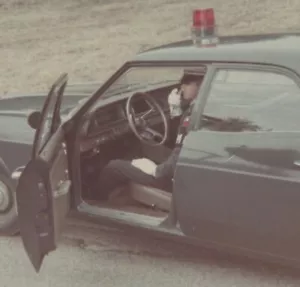 Military Police Officer Radio Patrol Car Open Door Uniform Jan 1968 - Picture 1 of 3