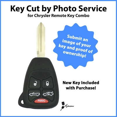 -Key Cut by Photo- Service for Replacement Chrysler Key Combo Remote OHT692427AA - image 1 of 4