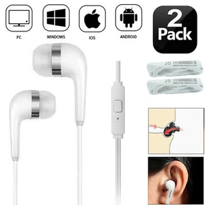 2 pcs For Samsung iPhone PC Handsfree Wired Headphones Earphones Earbud with Mic - Picture 1 of 12