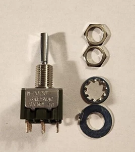 SWITCH TOGGLE, NKK, M2024SA1A01, DPDT, 6A/125VAC, PANEL MOUNT, SOLDER LUG - Picture 1 of 3