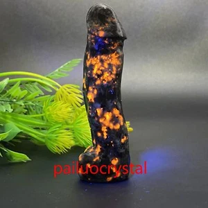 1X Natural Yooperite Flame's Stone male penis Quartz Crystal Skull Massager 3.8" - Picture 1 of 12