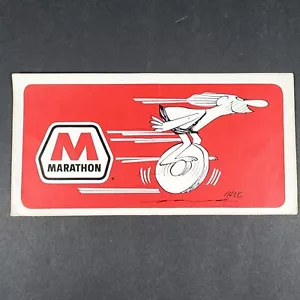 Calcomanía adhesiva vintage con logotipo de dibujos animados de gasolina maratón BC Hart 8"x4" - Imagen 1 de 4