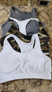 Zyia Lot of 3 White Gray Camo Bra Mesh Racerback Size Small - Picture 1 of 7