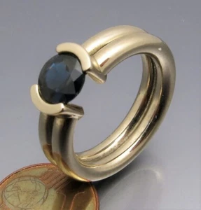 HOOP DESIGN - ELEGANT SAPPHIRE TENSION RING - OWN GOLDSMITHS - 585 WHITE GOLD - Picture 1 of 5