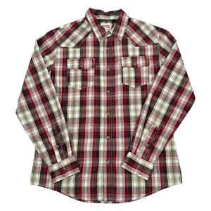 Camicia Levi's uomo rossa bianca multicolore a quadri manica lunga con bottoni taglia media - Foto 1 di 4