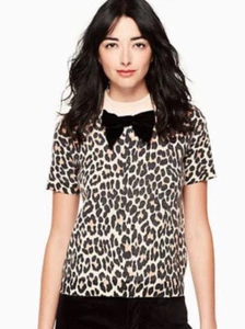 Kate Spade LEOPARD Run Wild Sweater With Velvet Bow Extra Large Rare! Sold Out! - Picture 1 of 10
