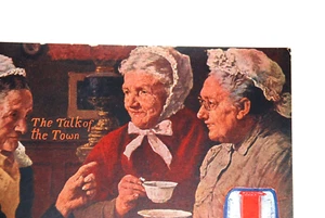 Antiguo anuncio postal marca café pájaro rojo 1908 The Talk of The Town - Imagen 1 de 5