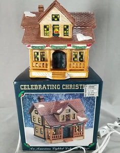 Celebrating Christmas An American Lighted Dolomite Village 1994 Small Chip - Picture 1 of 12