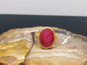 Natural Pink Ruby Ring 18K Gold Plated Handmade Ring Anniversary Ring Gift - Picture 1 of 13