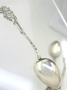Cornflower Flower Bernie Germany 800 Silver Demitasse Souvenir Spoon 3.8" - Picture 1 of 10