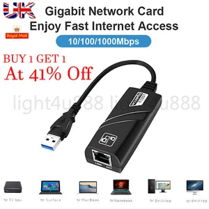 USB 3.0 LAN Ethernet RJ45 Network Converter Adapter PC MAC10/100/1000 Gigabit UK - Picture 1 of 11