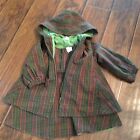 Tea Collection Girls Fjord Plaid Jumper Dress And Hooded Coat Jacket Sz 2T