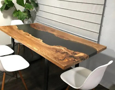 72"x 36" Custom  Black Epoxy Resin Wooden River Style Center  Dining Table Top
