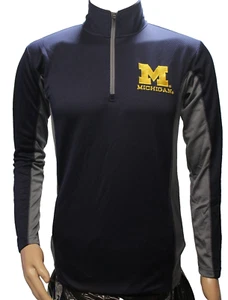 Pullover MICHIGAN WOLVERINES Pequeño (34-36) Azul Gris y Dorado 1/4 Cremallera Mangas Largas - Imagen 1 de 7