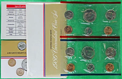 1986 P and D Annual US Mint Uncirculated 10 Coin Set BU Coins - Image 1 of 4