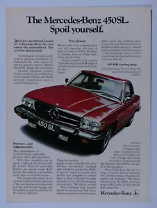1974 Mercedes Benz 450 SL Vintage Red Spoil Yourself Original Print Ad 8.5x11" - Picture 1 of 5