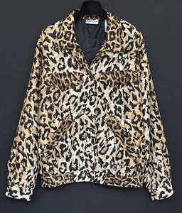VTG Graphic Leopard Print Silky Jacket with pockets - Picture 1 of 8