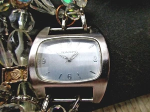 Narmi Watch With Stretch & Beaded Band 45mm Wide #1086 - Picture 1 of 5