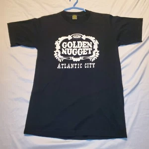 Vintage Jerzees Golden Nugget Atlantic City Casino T-shirt M 17x26.5 Black 1980s - Picture 1 of 17