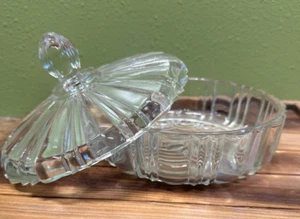 Vintage Anchor Hocking Old Cafe Glass Candy Dish With Lid Clear - Picture 1 of 3